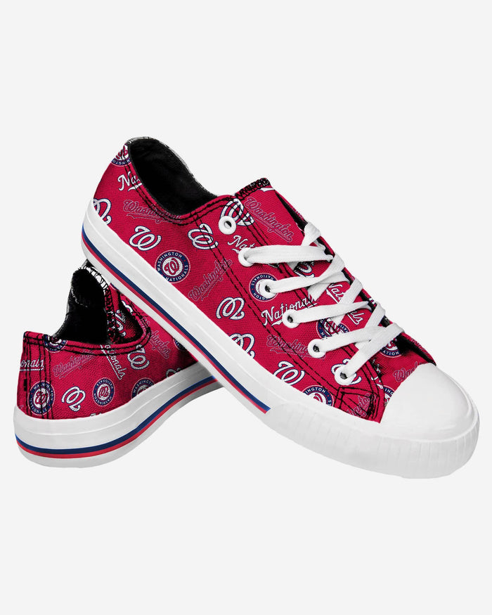 Washington Nationals Womens Low Top Repeat Print Canvas Shoe FOCO - FOCO.com