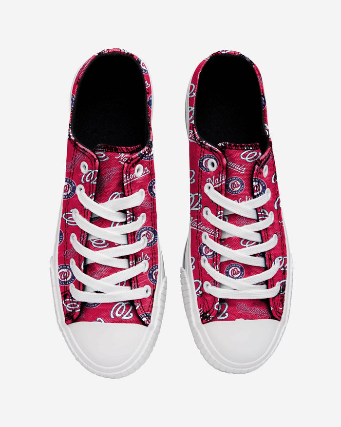 Washington Nationals Womens Low Top Repeat Print Canvas Shoe FOCO - FOCO.com