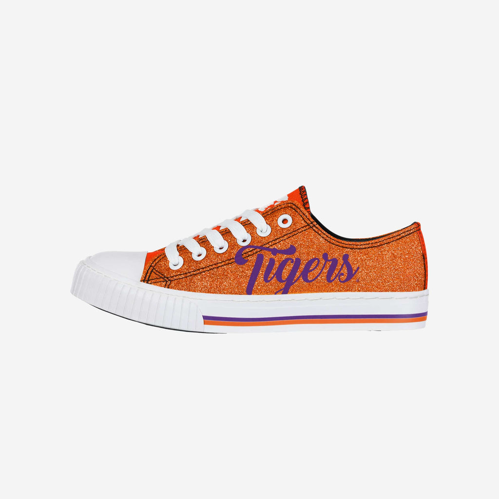 Clemson Tigers Womens Color Glitter Low Top Canvas Shoes FOCO 6 - FOCO.com