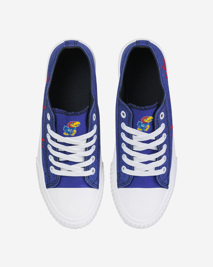 Kansas Jayhawks Womens Color Glitter Low Top Canvas Shoes FOCO - FOCO.com