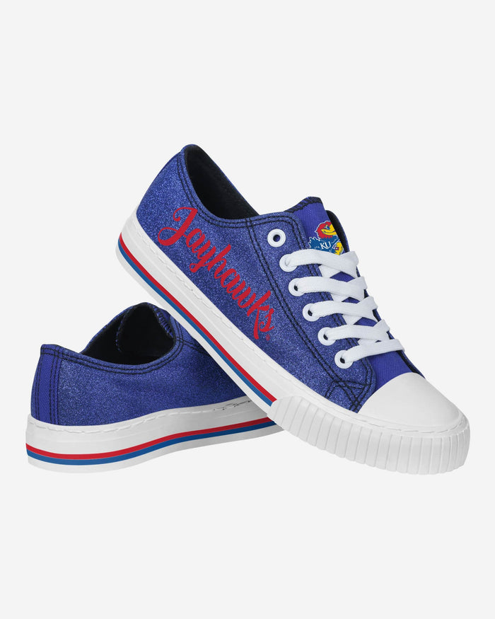 Kansas Jayhawks Womens Color Glitter Low Top Canvas Shoes FOCO - FOCO.com