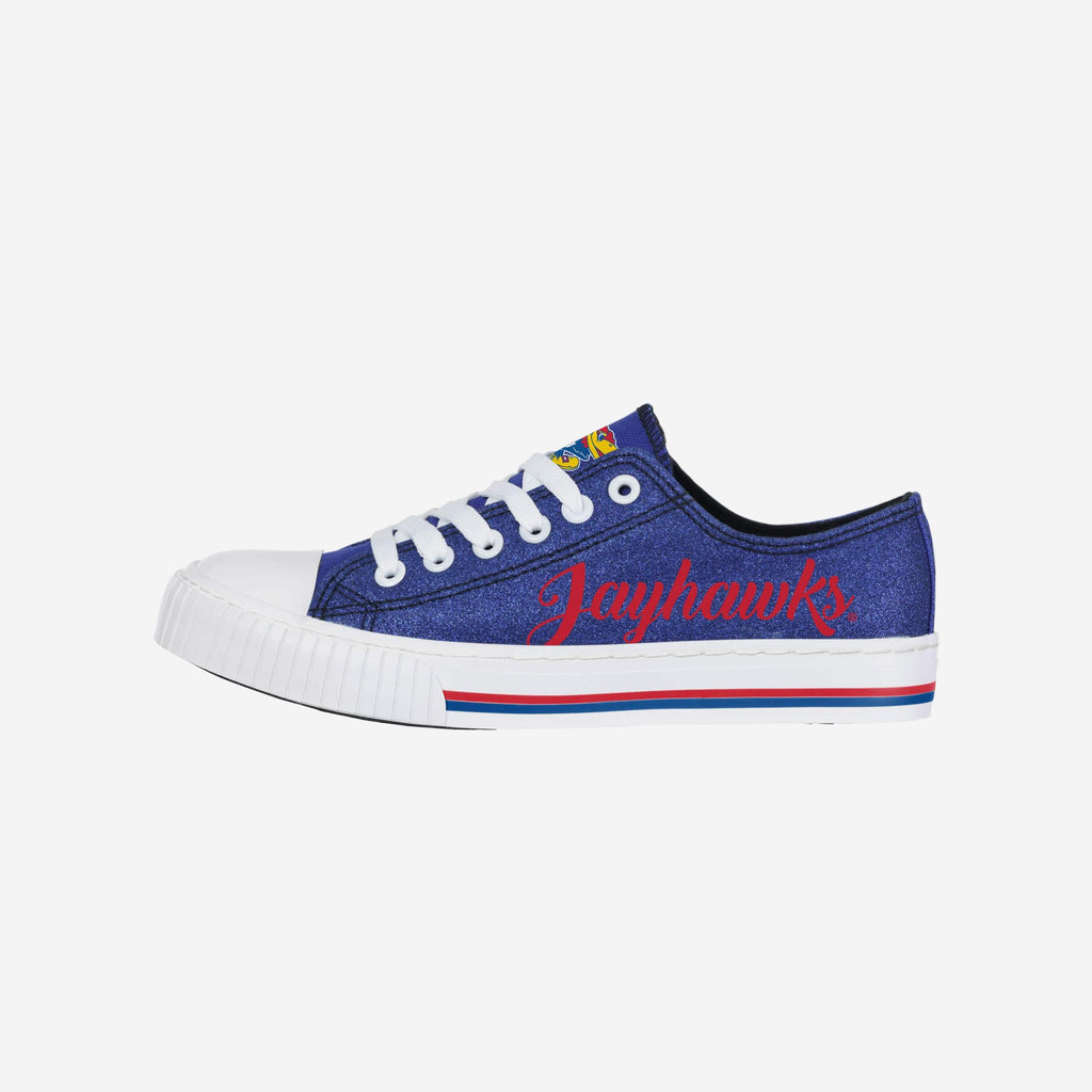 Kansas Jayhawks Womens Color Glitter Low Top Canvas Shoes FOCO 6 - FOCO.com