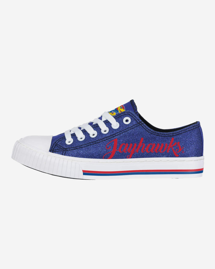 Kansas Jayhawks Womens Color Glitter Low Top Canvas Shoes FOCO 6 - FOCO.com