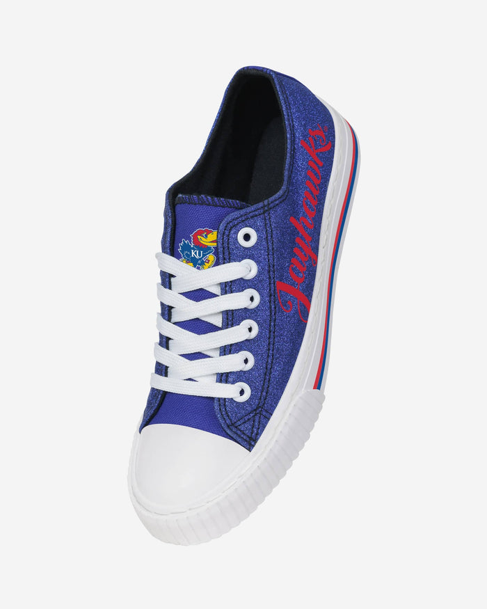 Kansas Jayhawks Womens Color Glitter Low Top Canvas Shoes FOCO - FOCO.com