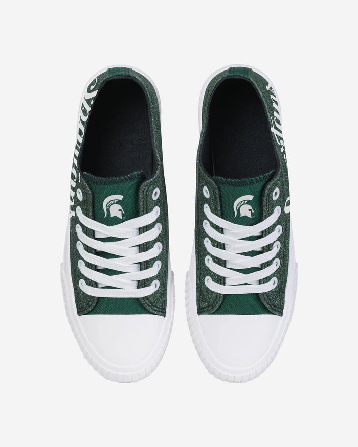 Michigan State Spartans Womens Color Glitter Low Top Canvas Shoes FOCO - FOCO.com