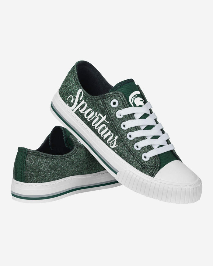 Michigan State Spartans Womens Color Glitter Low Top Canvas Shoes FOCO - FOCO.com