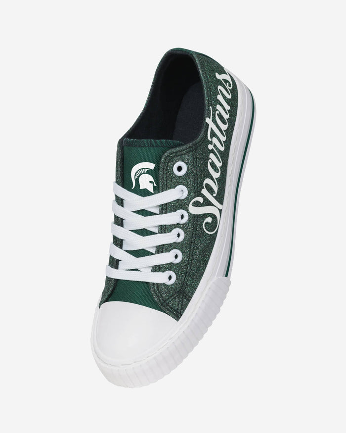 Michigan State Spartans Womens Color Glitter Low Top Canvas Shoes FOCO - FOCO.com