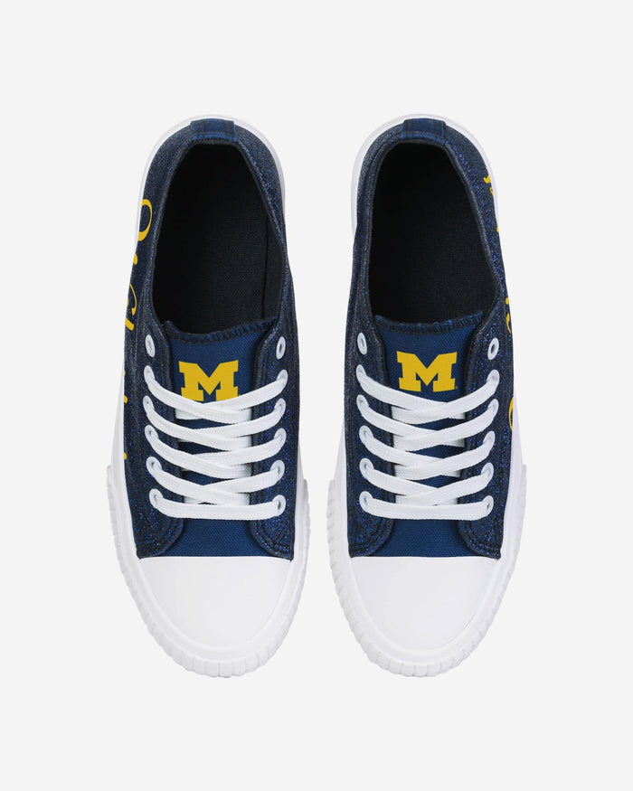 Michigan Wolverines Womens Color Glitter Low Top Canvas Shoes FOCO - FOCO.com