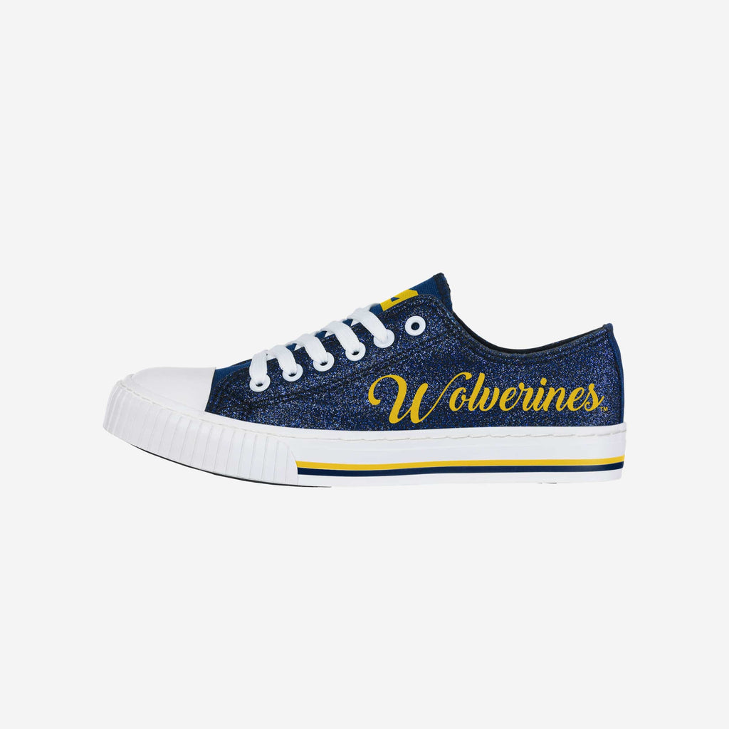 Michigan Wolverines Womens Color Glitter Low Top Canvas Shoes FOCO 6 - FOCO.com