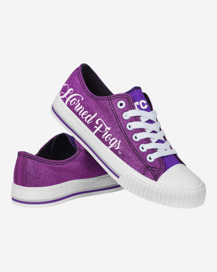 TCU Horned Frogs Womens Color Glitter Low Top Canvas Shoes FOCO - FOCO.com