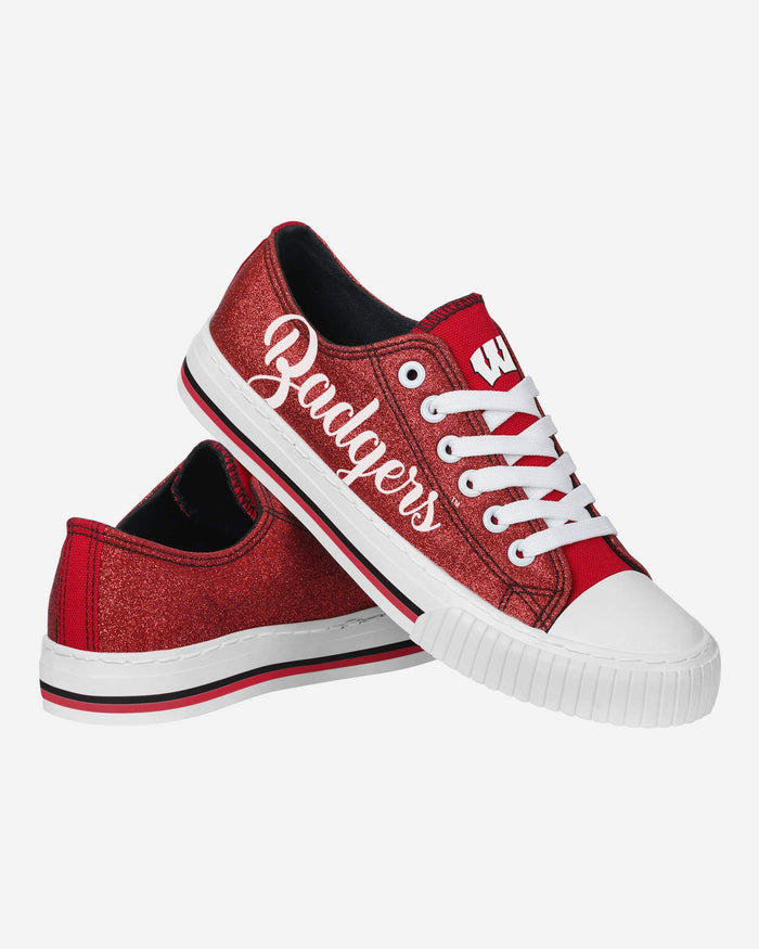 Wisconsin Badgers Womens Color Glitter Low Top Canvas Shoes FOCO - FOCO.com