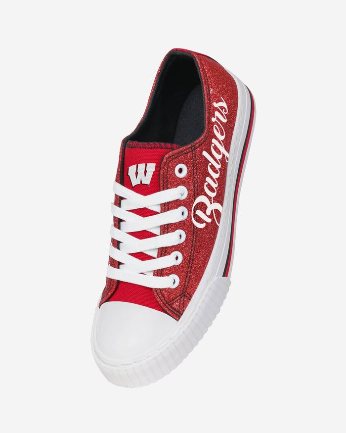 Wisconsin Badgers Womens Color Glitter Low Top Canvas Shoes FOCO - FOCO.com