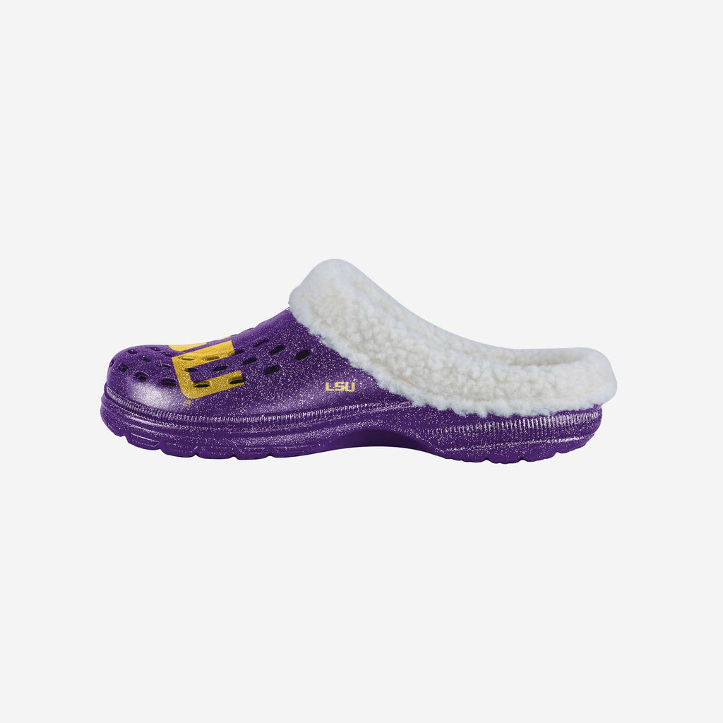 LSU Tigers Womens Sherpa Lined Glitter Clog FOCO S - FOCO.com