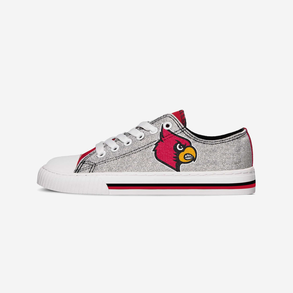 Louisville Cardinals Womens Glitter Low Top Canvas Shoe FOCO - FOCO.com