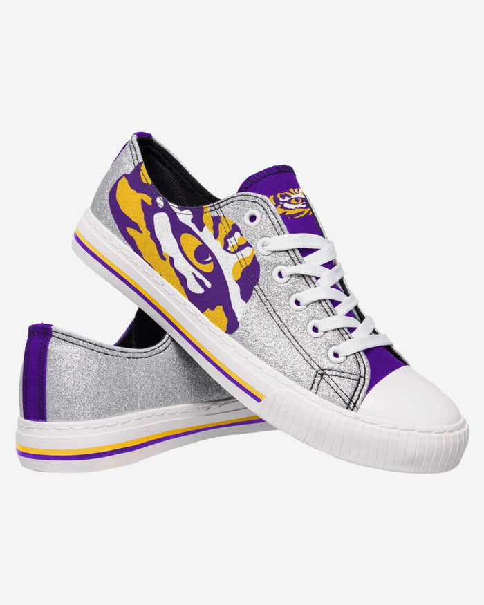 LSU Tigers Womens Glitter Low Top Canvas Shoe FOCO - FOCO.com