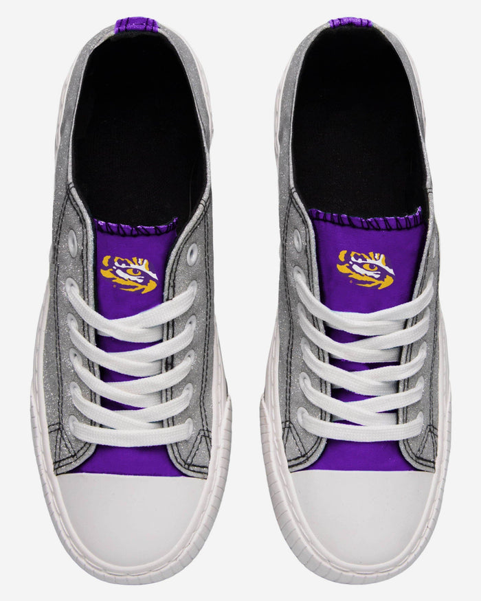 LSU Tigers Womens Glitter Low Top Canvas Shoe FOCO - FOCO.com