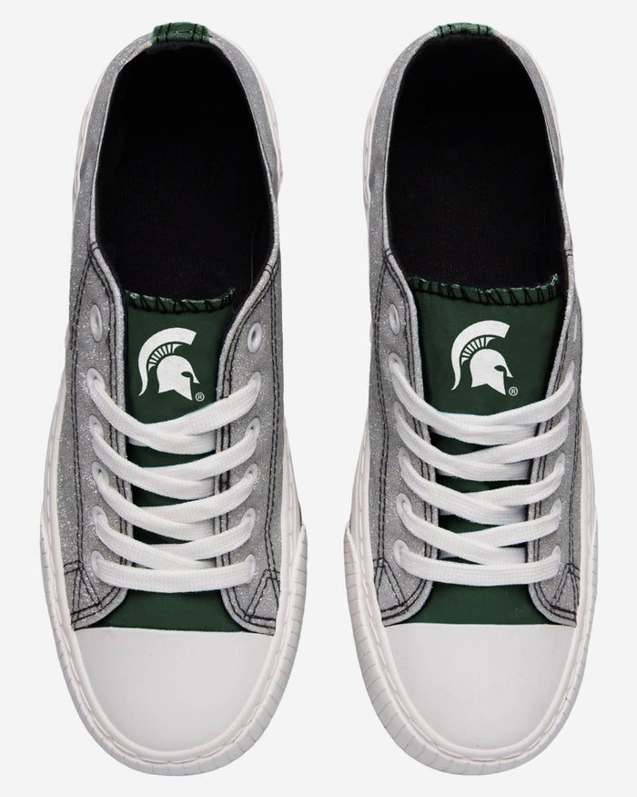 Michigan State Spartans Womens Glitter Low Top Canvas Shoe FOCO - FOCO.com