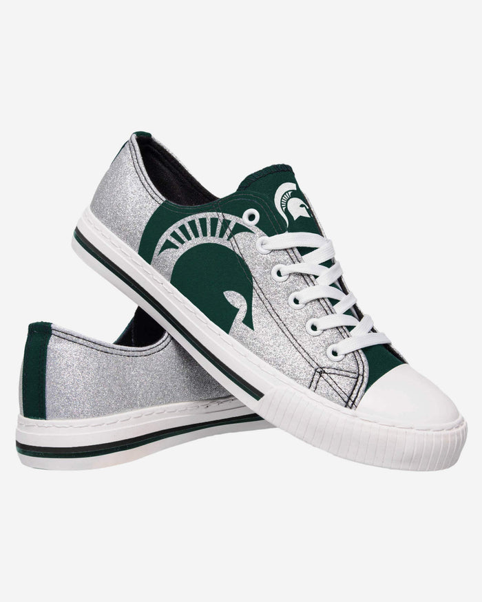 Michigan State Spartans Womens Glitter Low Top Canvas Shoe FOCO - FOCO.com