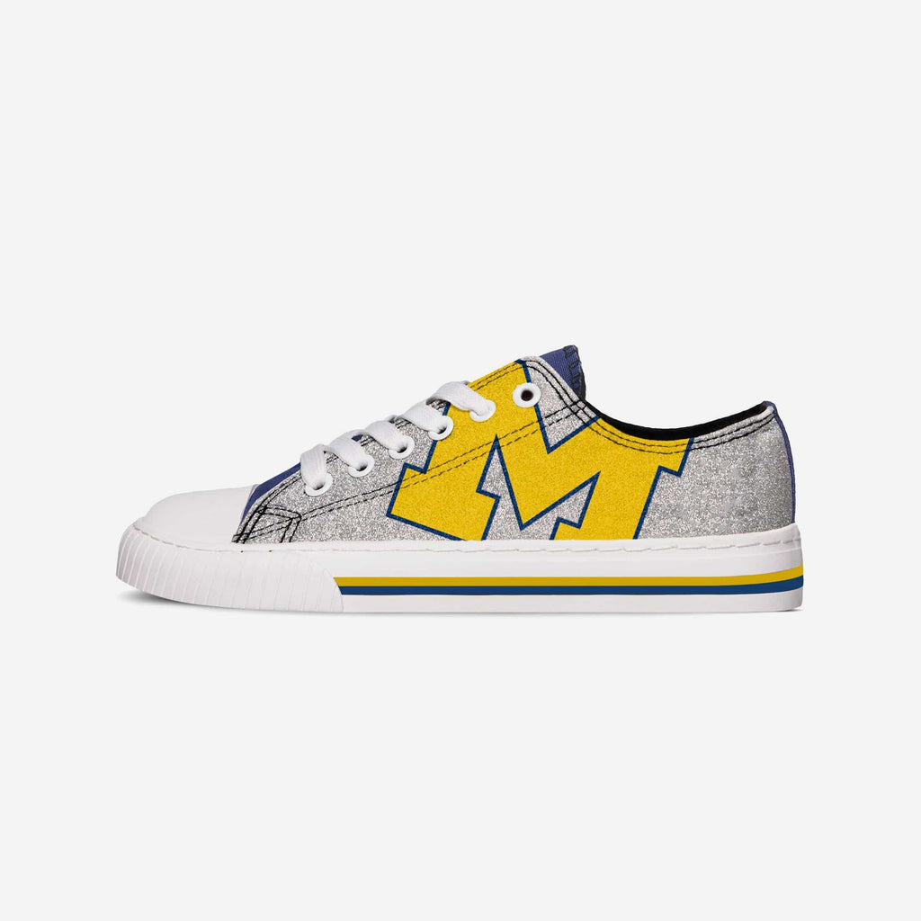 Michigan Wolverines Womens Glitter Low Top Canvas Shoe FOCO - FOCO.com