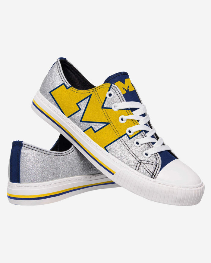 Michigan Wolverines Womens Glitter Low Top Canvas Shoe FOCO - FOCO.com