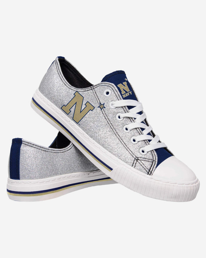 Navy Midshipmen Womens Glitter Low Top Canvas Shoe FOCO - FOCO.com