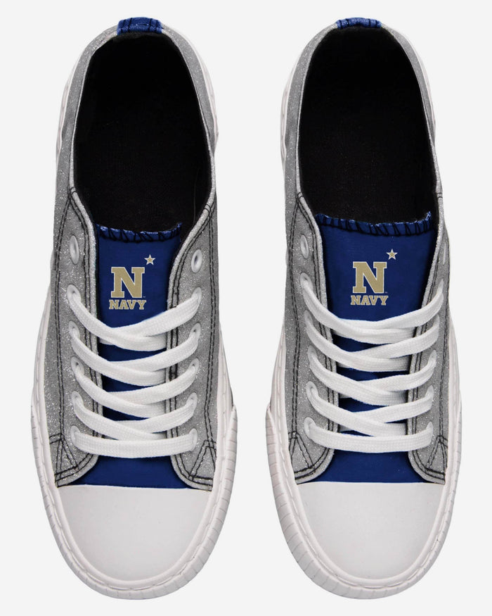 Navy Midshipmen Womens Glitter Low Top Canvas Shoe FOCO - FOCO.com