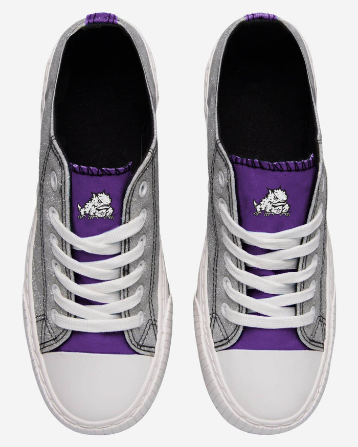 TCU Horned Frogs Womens Glitter Low Top Canvas Shoe FOCO - FOCO.com