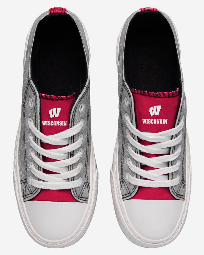 Wisconsin Badgers Womens Glitter Low Top Canvas Shoe FOCO - FOCO.com