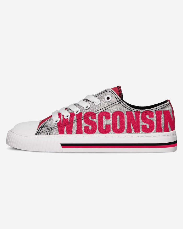 Wisconsin Badgers Womens Glitter Low Top Canvas Shoe FOCO - FOCO.com