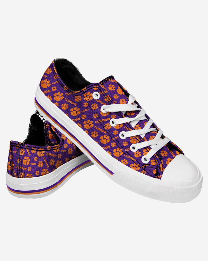 Clemson Tigers Womens Low Top Repeat Print Canvas Shoe FOCO - FOCO.com