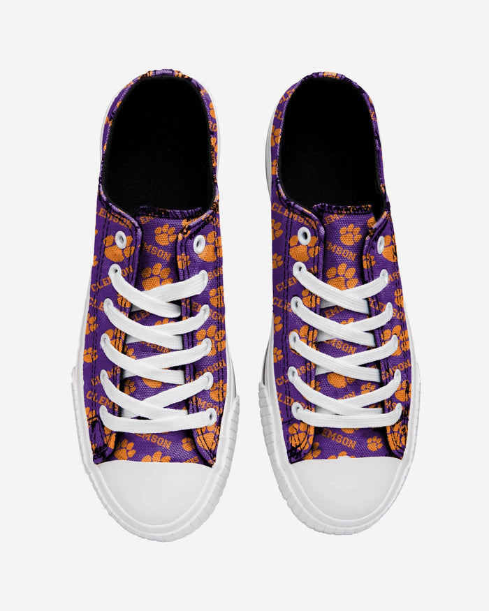 Clemson Tigers Womens Low Top Repeat Print Canvas Shoe FOCO - FOCO.com