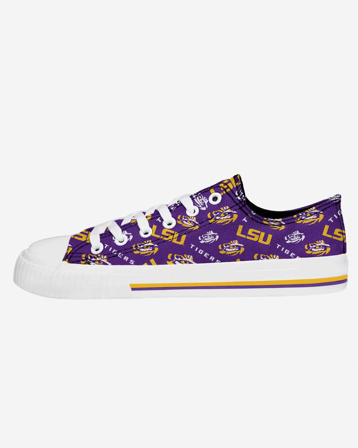 LSU Tigers Womens Low Top Repeat Print Canvas Shoe FOCO - FOCO.com