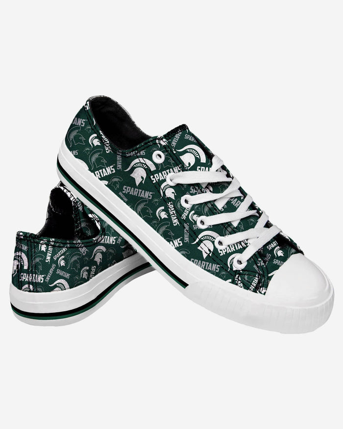 Michigan State Spartans Womens Low Top Repeat Print Canvas Shoe FOCO - FOCO.com