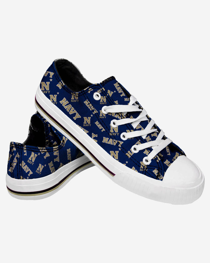 Navy Midshipmen Womens Low Top Repeat Print Canvas Shoe FOCO - FOCO.com