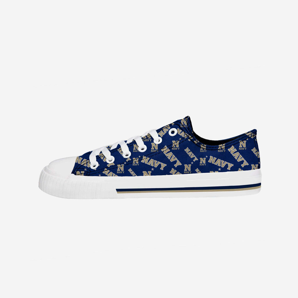 Navy Midshipmen Womens Low Top Repeat Print Canvas Shoe FOCO - FOCO.com