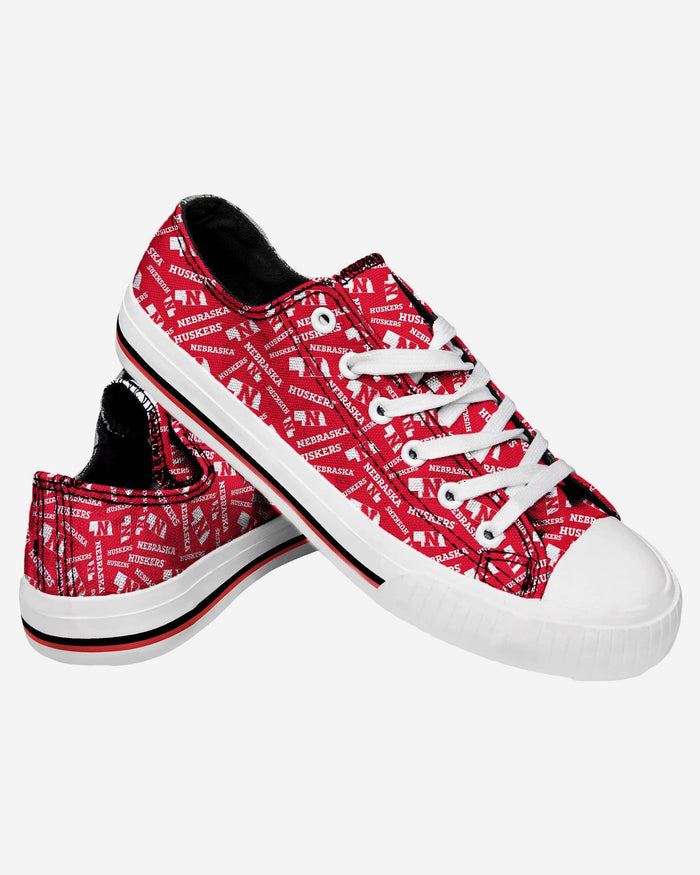 Nebraska Cornhuskers Womens Low Top Repeat Print Canvas Shoe FOCO - FOCO.com