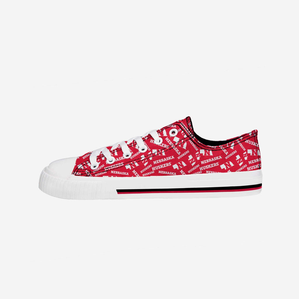 Nebraska Cornhuskers Womens Low Top Repeat Print Canvas Shoe FOCO - FOCO.com