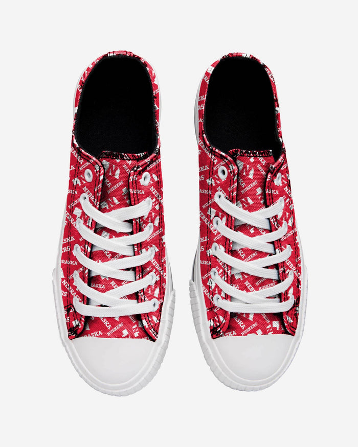 Nebraska Cornhuskers Womens Low Top Repeat Print Canvas Shoe FOCO - FOCO.com