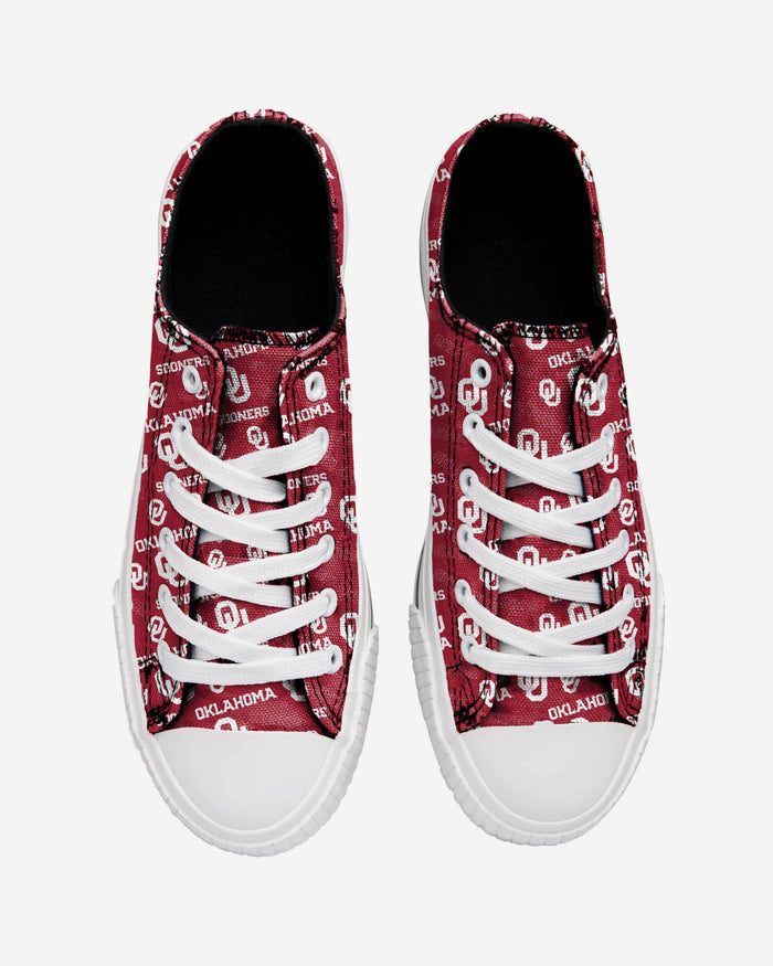 Oklahoma Sooners Womens Low Top Repeat Print Canvas Shoe FOCO - FOCO.com