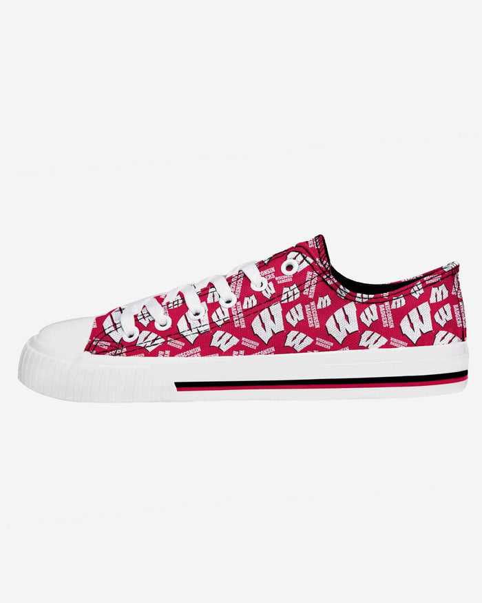 Wisconsin Badgers Womens Low Top Repeat Print Canvas Shoe FOCO - FOCO.com