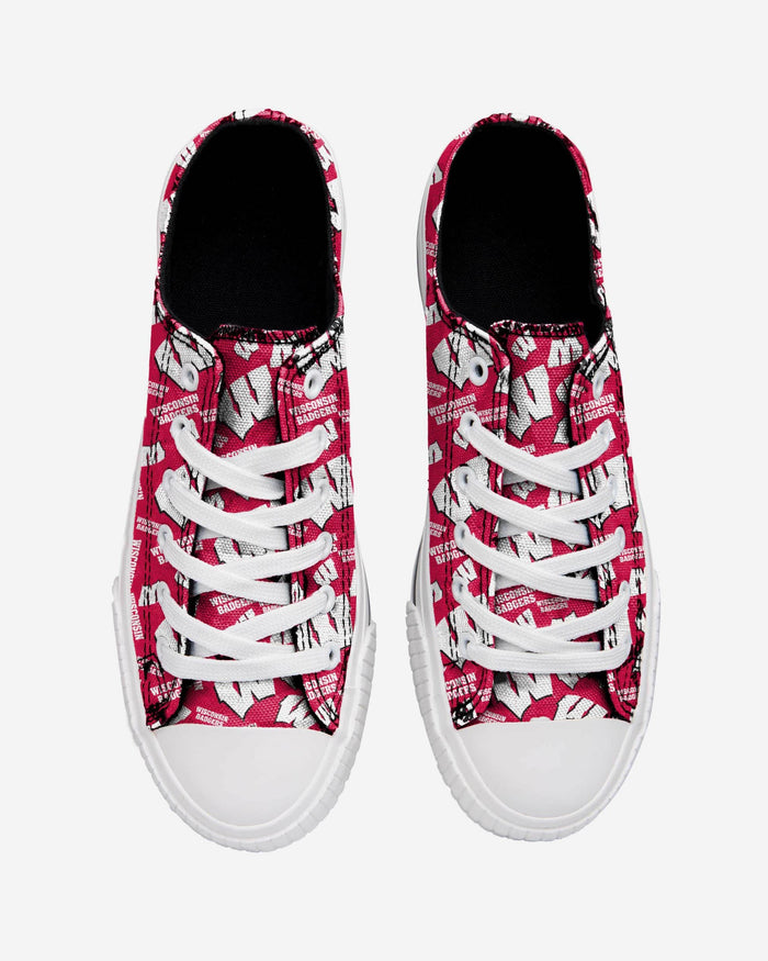 Wisconsin Badgers Womens Low Top Repeat Print Canvas Shoe FOCO - FOCO.com