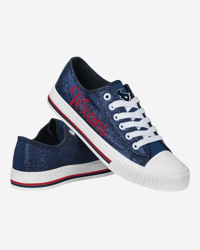 Houston Texans Womens Color Glitter Low Top Canvas Shoes FOCO - FOCO.com