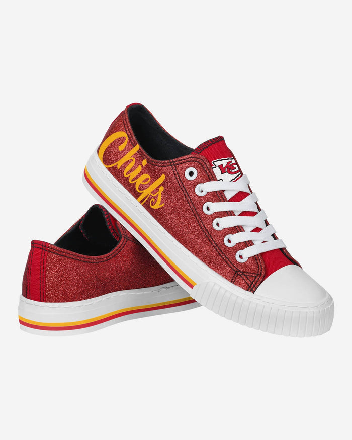 Kansas City Chiefs Womens Color Glitter Low Top Canvas Shoes FOCO - FOCO.com