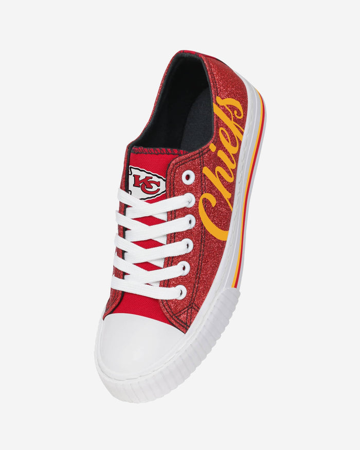 Kansas City Chiefs Womens Color Glitter Low Top Canvas Shoes FOCO - FOCO.com