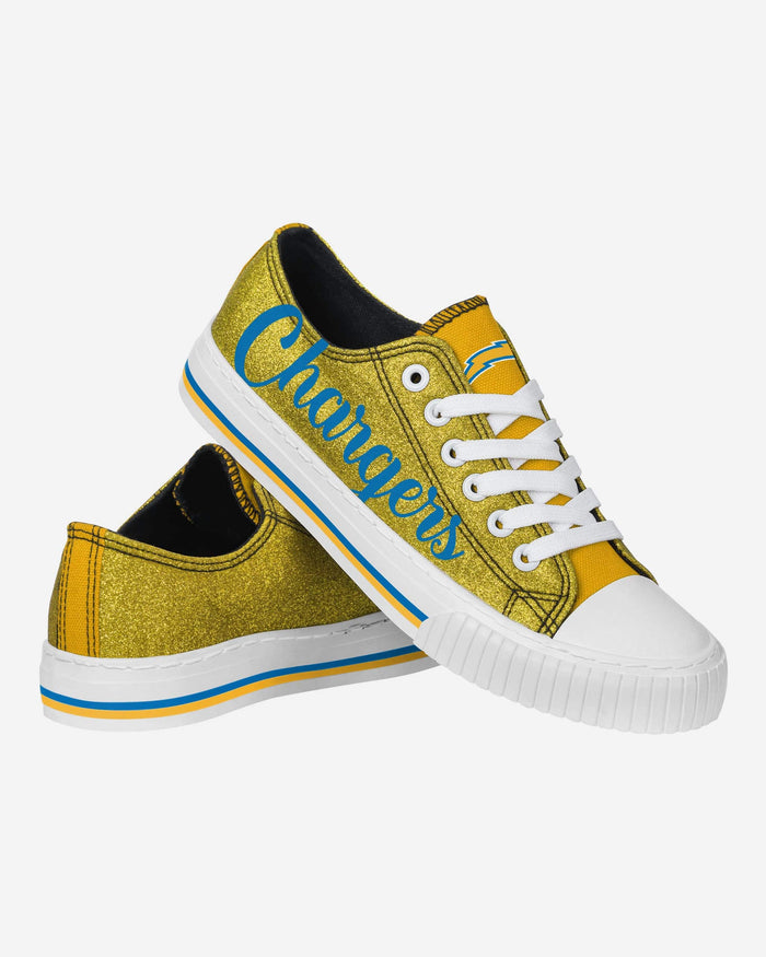 Los Angeles Chargers Womens Color Glitter Low Top Canvas Shoes FOCO - FOCO.com