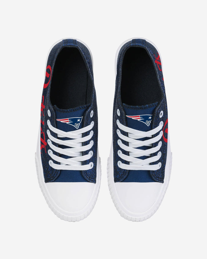 New England Patriots Womens Color Glitter Low Top Canvas Shoes FOCO - FOCO.com