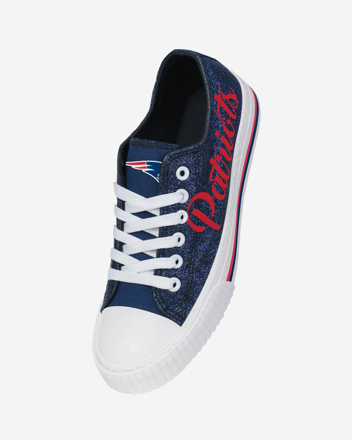 New England Patriots Womens Color Glitter Low Top Canvas Shoes FOCO - FOCO.com