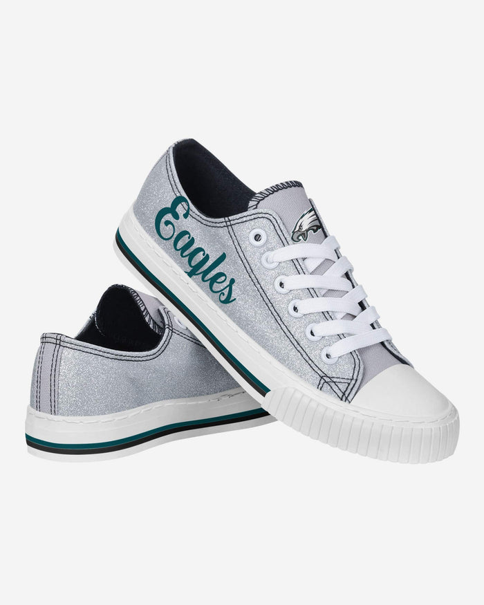 Philadelphia Eagles Womens Color Glitter Low Top Canvas Shoes FOCO - FOCO.com