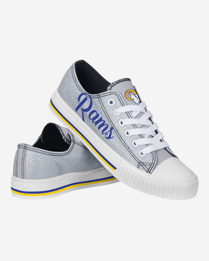 Los Angeles Rams Womens Color Glitter Low Top Canvas Shoes FOCO - FOCO.com