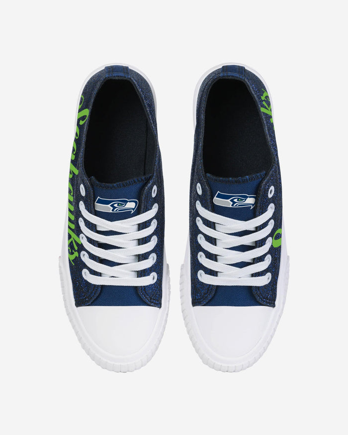 Seattle Seahawks Womens Color Glitter Low Top Canvas Shoes FOCO - FOCO.com